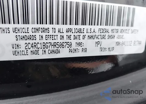 2017 Chrysler Pacifica Touring-L from USA, damaged, VIN 2C4RC1BG7HR506750